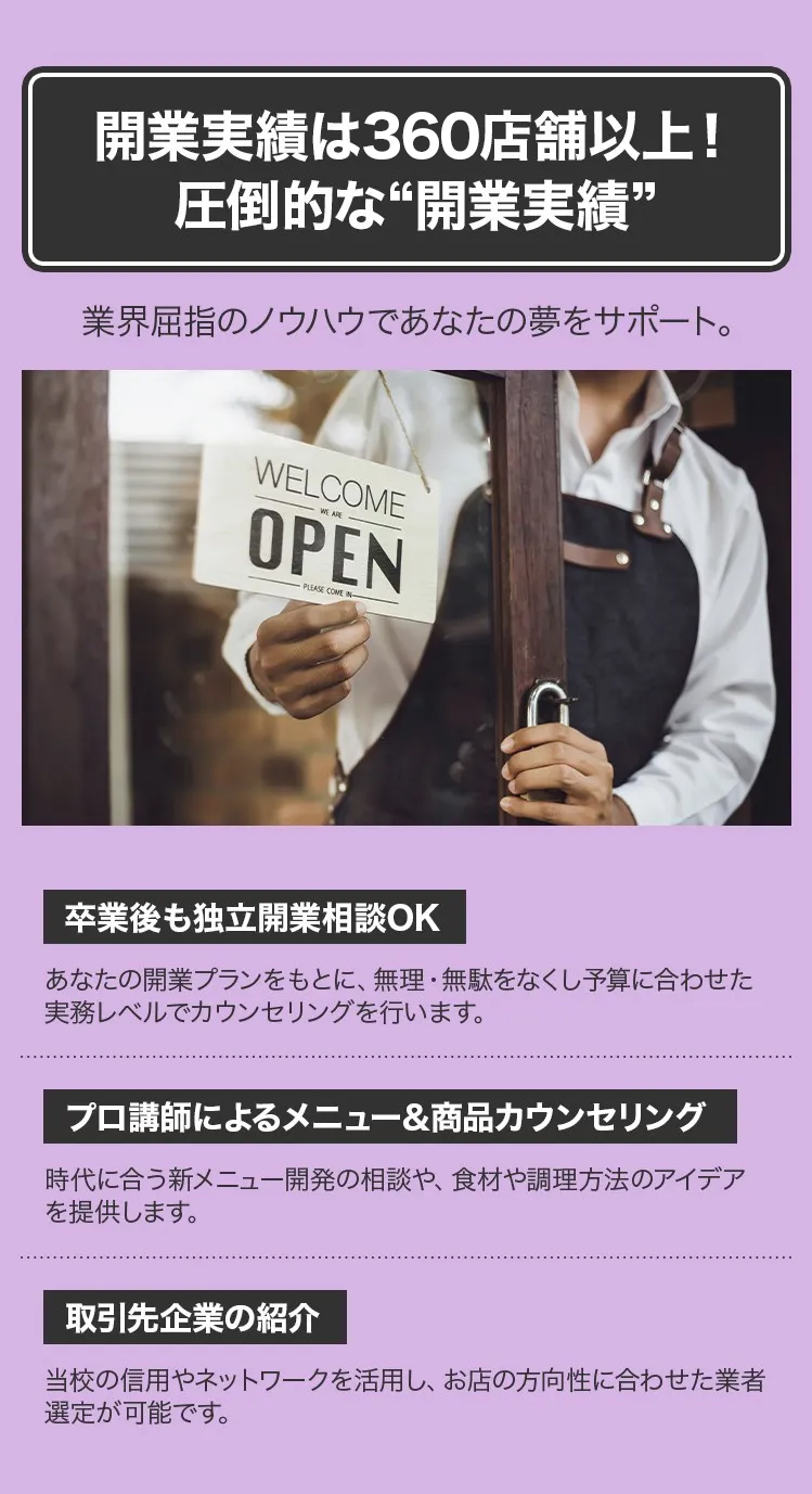 開業実績は360店舗以上！圧倒的な開業実績