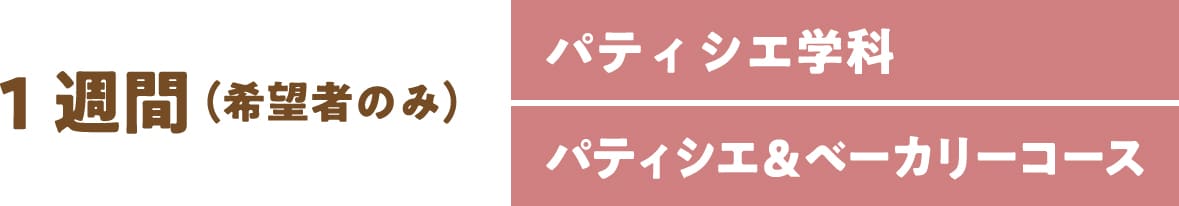 1週間(希望者のみ) パティシエ学科　パティシエ＆ベーカリーコース